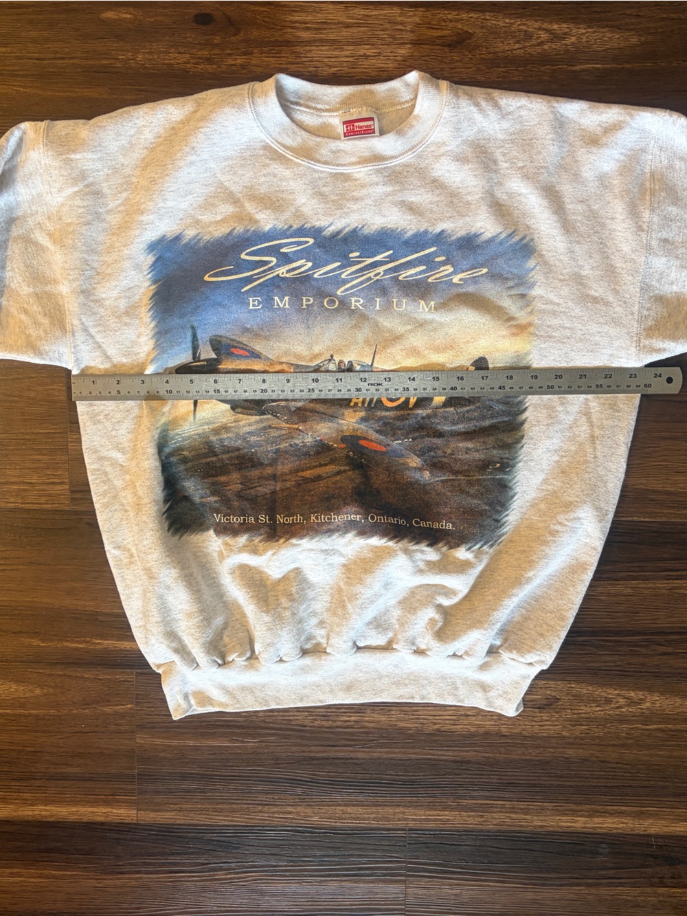 Vintage Hanes Light Gray Crewneck Sweatshirt with Spitfire Graphic - Picture 6 of 10